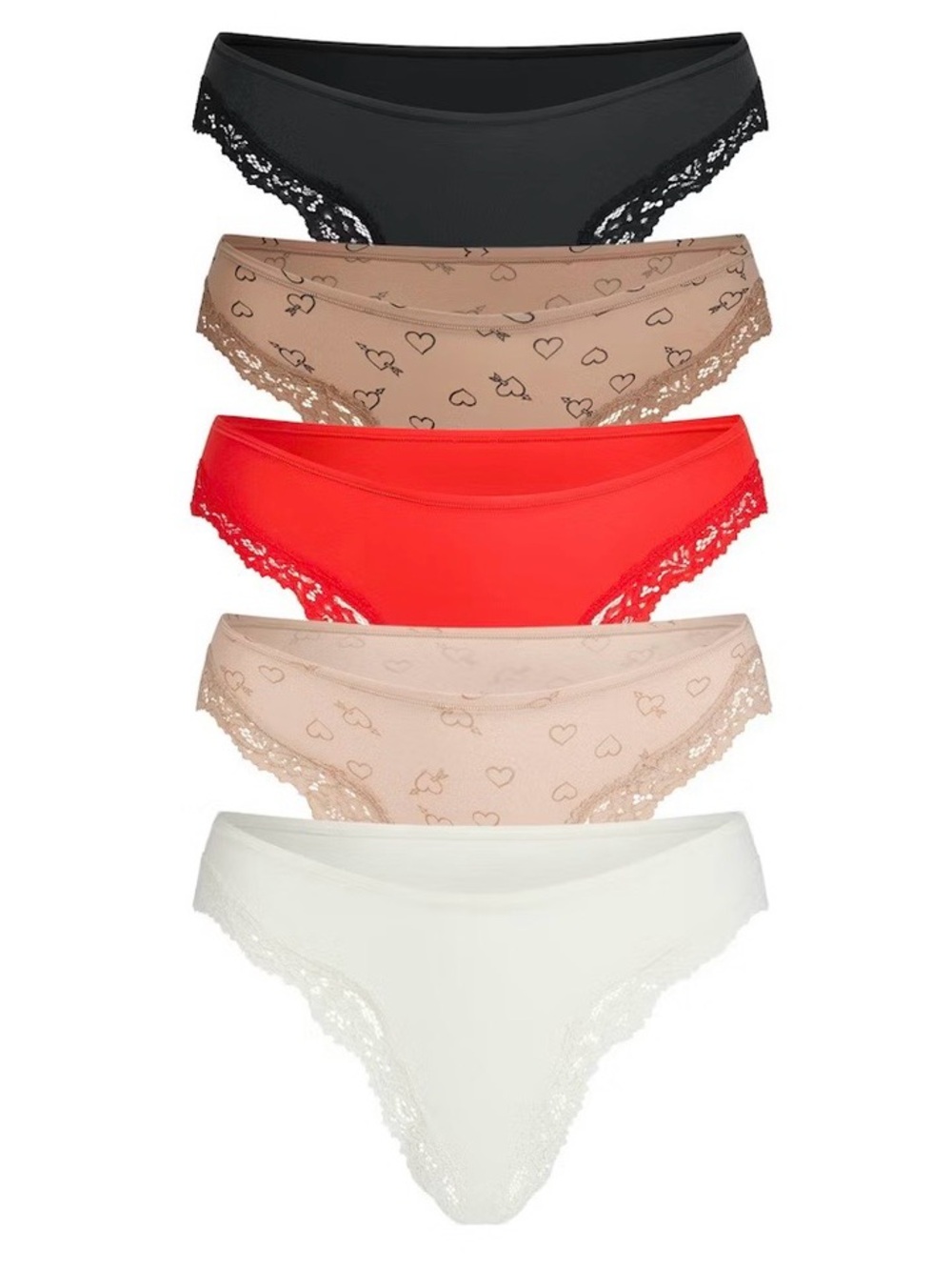 🖤SKIMS Cheeky Tanga 5-Pack (Sketched Hearts Multi) - Size Medium